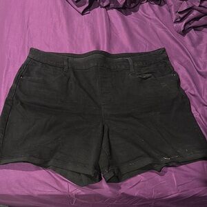 Time and Tru Black Bermuda Shorts Elastic Waist